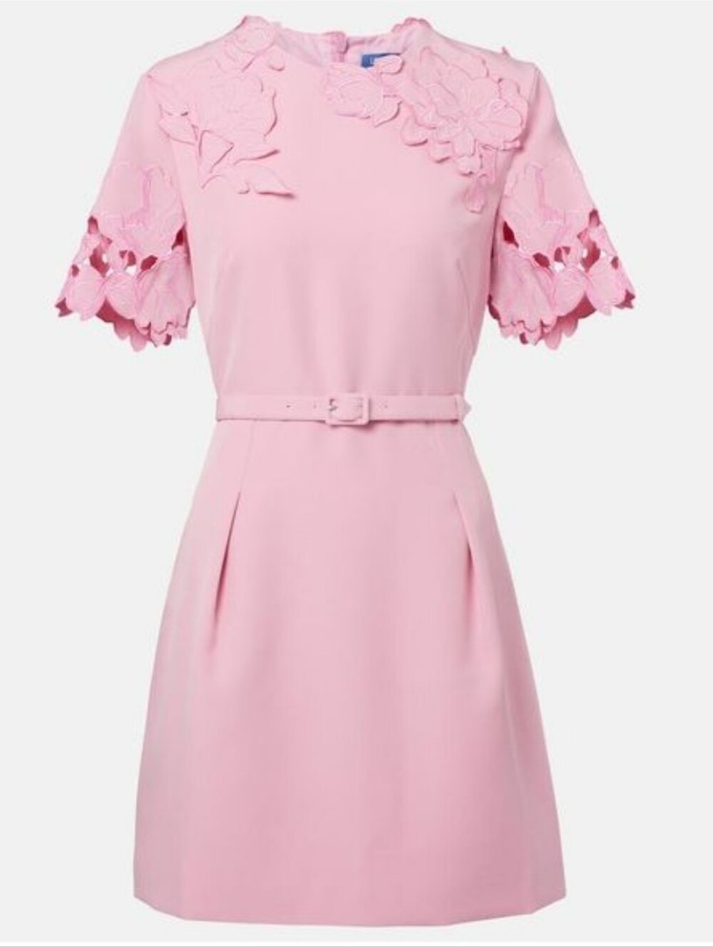 Leo Lin Aurelie Pink Floral Appliqué Belted Mini Dress Size 6